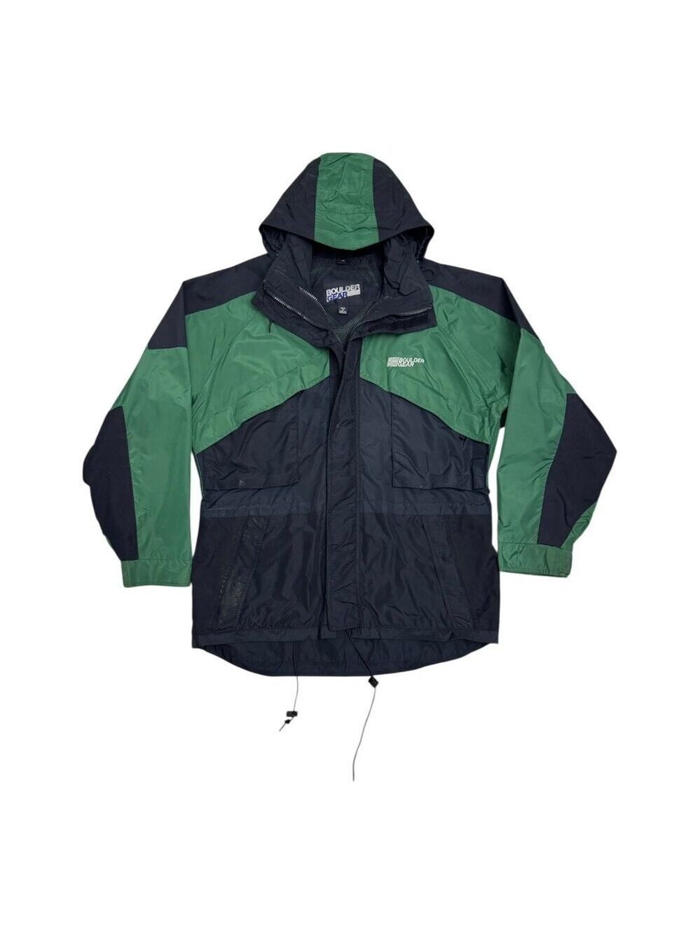 VINTAGE BOULDER GEAR Jacket Waterproof Vintage 90s Green Windbreaker Mens Small